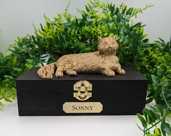 Luxury Persian Cat Ashes Urn: Hand-Painted 3D Pet Memorial Box