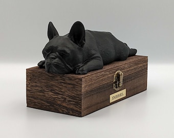 Scatola per ceneri di lusso per bulldog francese / Urna per ceneri per bulldog francese / Urna per ceneri di cane / Urna per animali domestici / Targa con nome personalizzato.