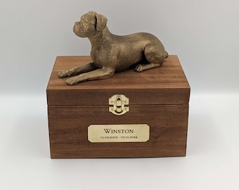 Luxury Boxer Ashes Box | Boxer Ashes Urn | Dog Ashes Urn | Pet Urn | Custom brass name plaque.