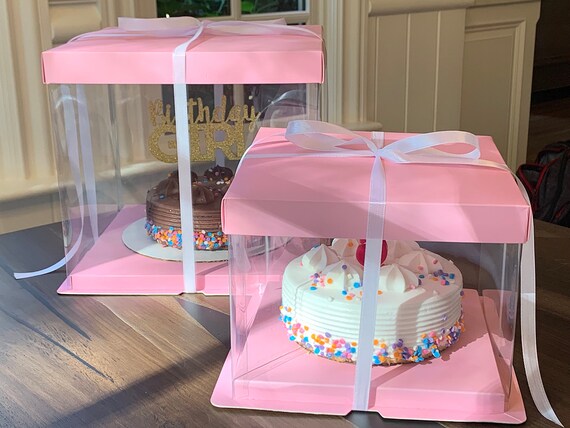 Clear Cake Box Carrier Packing Cake Boxes Transparent Gift Etsy