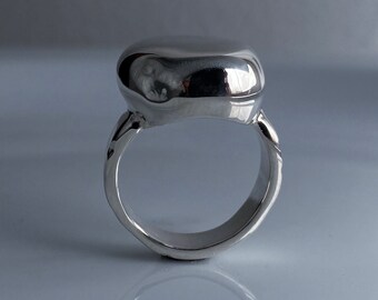 Irregular signet sterling silver pinky ring