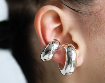 Grov örhänge i sterlingsilver - Utan piercing Statement-smycken