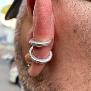Man Silver Ear Cuff Set, Geometric Simple Ear Cuffs