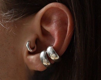 Ear cuff low domed Cartilage silver earring.