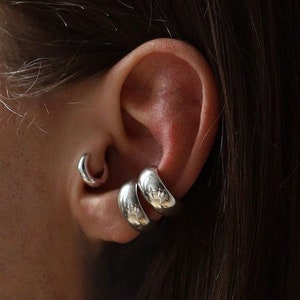 Ear cuff low domed Cartilage silver earring.