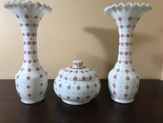 Charleton Hand Decorated Vase And Candy Bowl Etsy