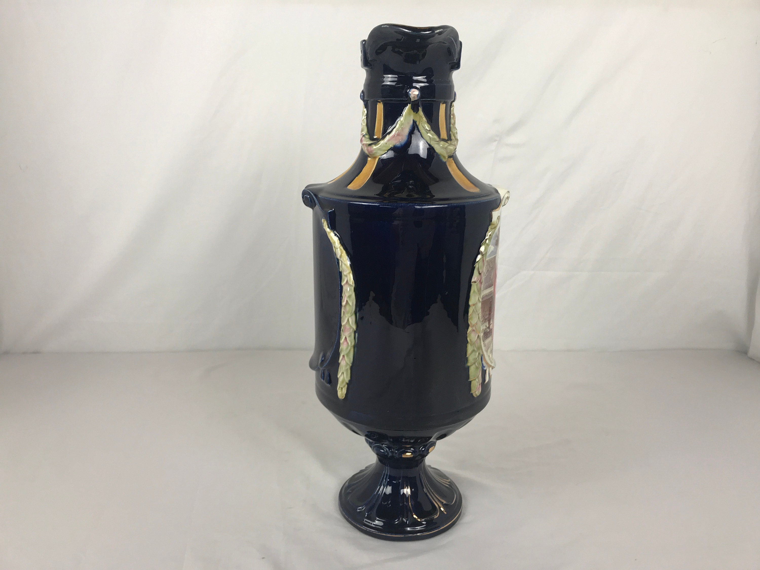 Vintage Fine blue navy porcelain vase Etsy