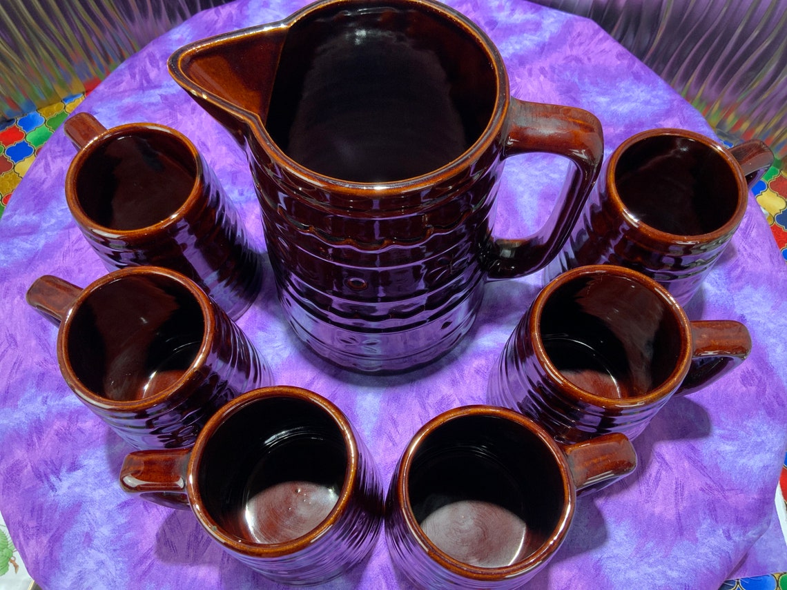 Marcrest Stoneware Pitcher and Mugs Etsy