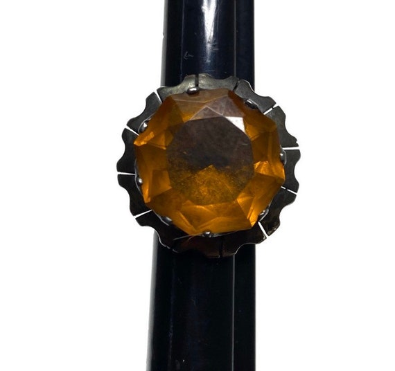 Vintage Mexican Citrine Sterling silver wavy ring