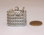 Vintage Miniature Mesh Perfume Bottle Metal Pendant Purse Shape