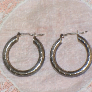 Vintage STERLING Silver PUFFY HOOP Earrings Pierced Hollow Hoops Signed Italy 925 Gift for woman girlfriend wife