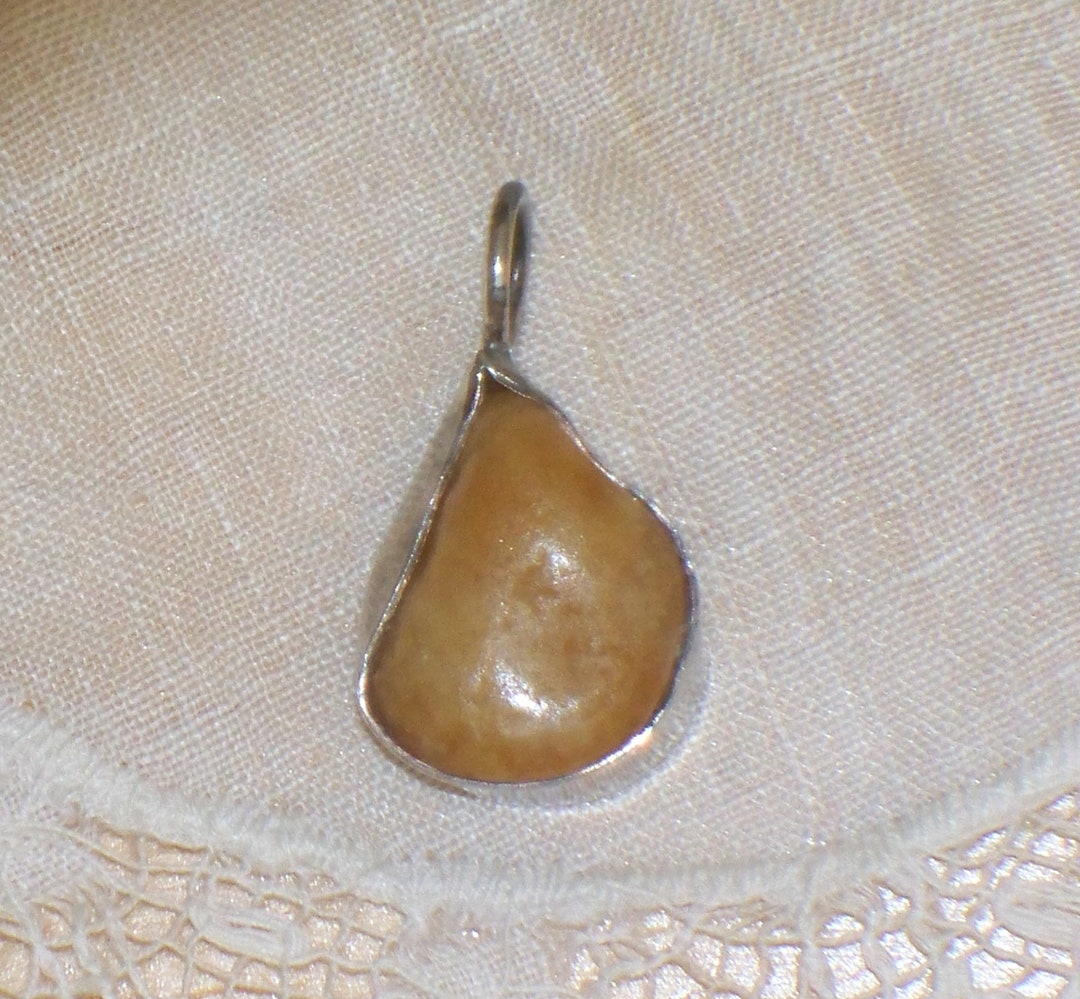 Vintage Handmade Unusual Silver Pendant Yellow Stone Charm Fob - Etsy
