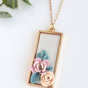 Pink Floral Pendant Necklace Flower Jewelry Gift Ideas