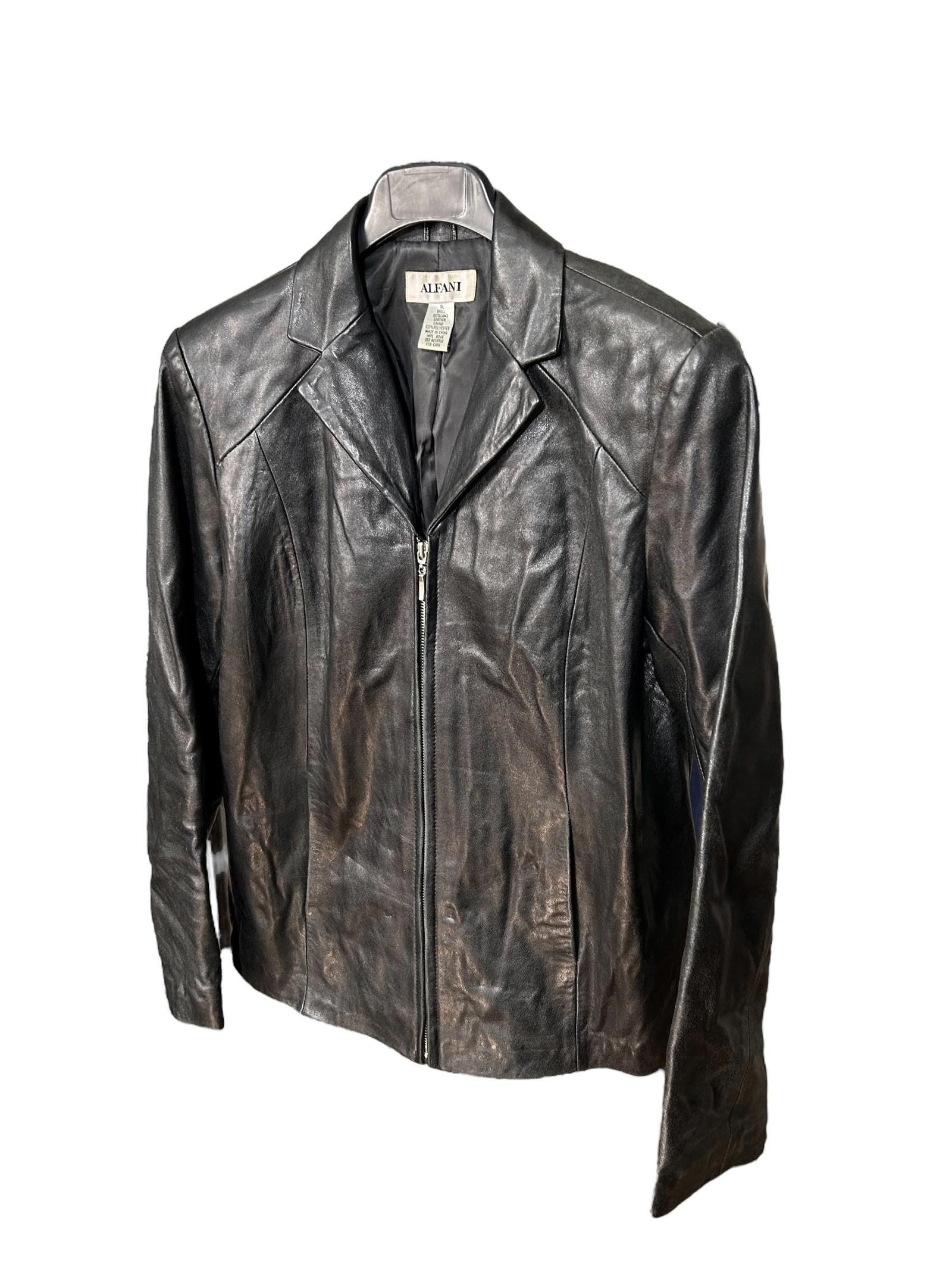 ALFANI Vintage Women s XL Black Soft Lamb Leather Jacket Etsy Canada