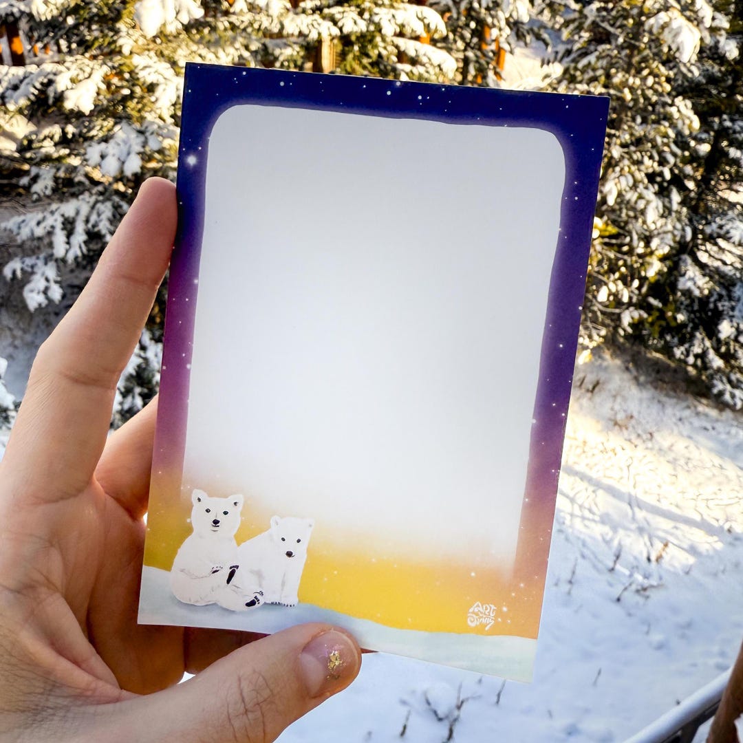 Polar Bear Cubs Notepad - 50 Sheets - 4" X 5.5" (almost A6 Size) - Etsy