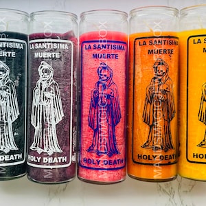 Holy Death Glass Candles | Velas de Cristal de La Santisima Muerte