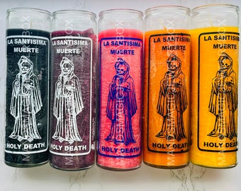 Holy Death Glass Candles | Velas de Cristal de La Santisima Muerte
