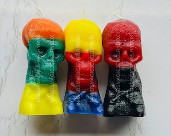 Skull Figure Wax Candle, Open Roads, Chango Macho, Reversable