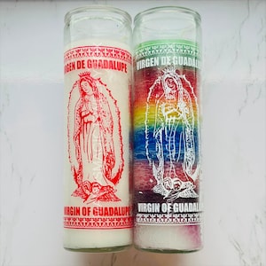 Virgen Of Guadalupe Glass Candle | Vela de Vidrio Virgen de Guadalupe