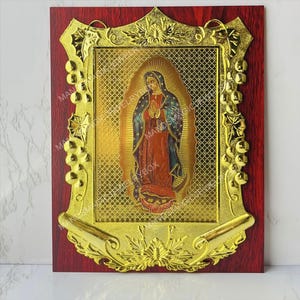 Our Lady of Guadalupe Table Frame, Desk Frame, Lady Guadalupe, Virgen Guadalupe, Virgen de Guadalupe, Wooden Table Frame with Gold Accents