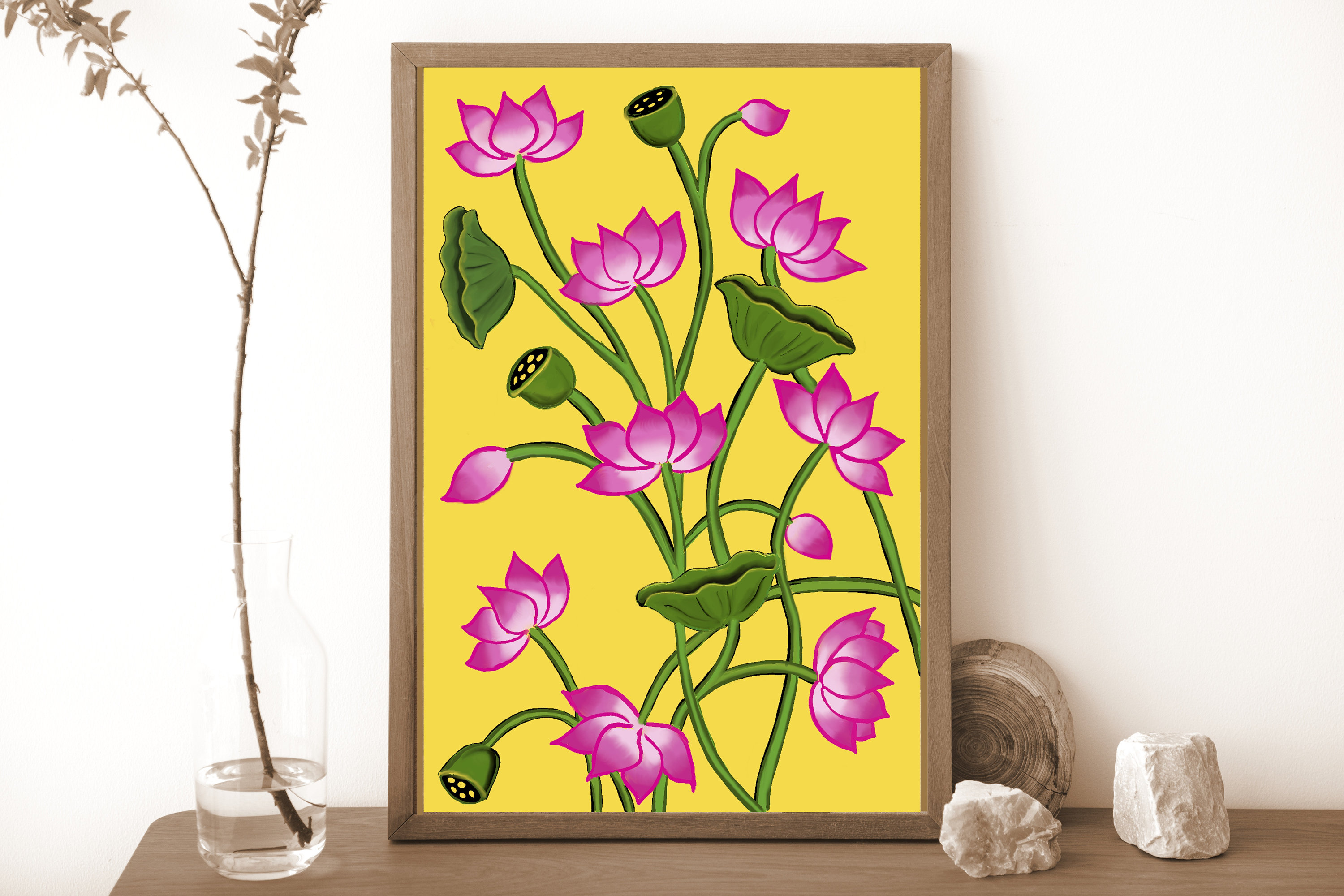 Lotuses Indian Pichwai Art Digital Downloadable Printable Etsy