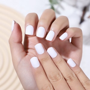 24 pcs Short Square Solid White Press On Nails| Square Press On Nails Short| White Nails |Short Nails| Short Fake Nails| Glue On Nails Short