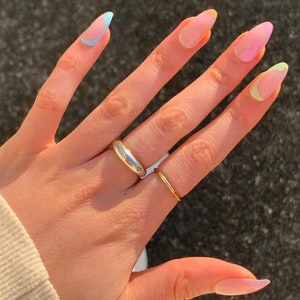 24 pcs Mix-N-Match Swirl Press On Nail Almond| Press On Nails| Short Nail Press On| Press On Nails Short| Glue On Nails| Spring Summer Nails
