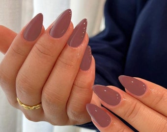 24 pcs Dusty Rose/ Mauve/ Brown Nails Almond| Press On Nails Short| Nails Press On | Fake Nails| Almond Press On Nails| Fall Press On Nails