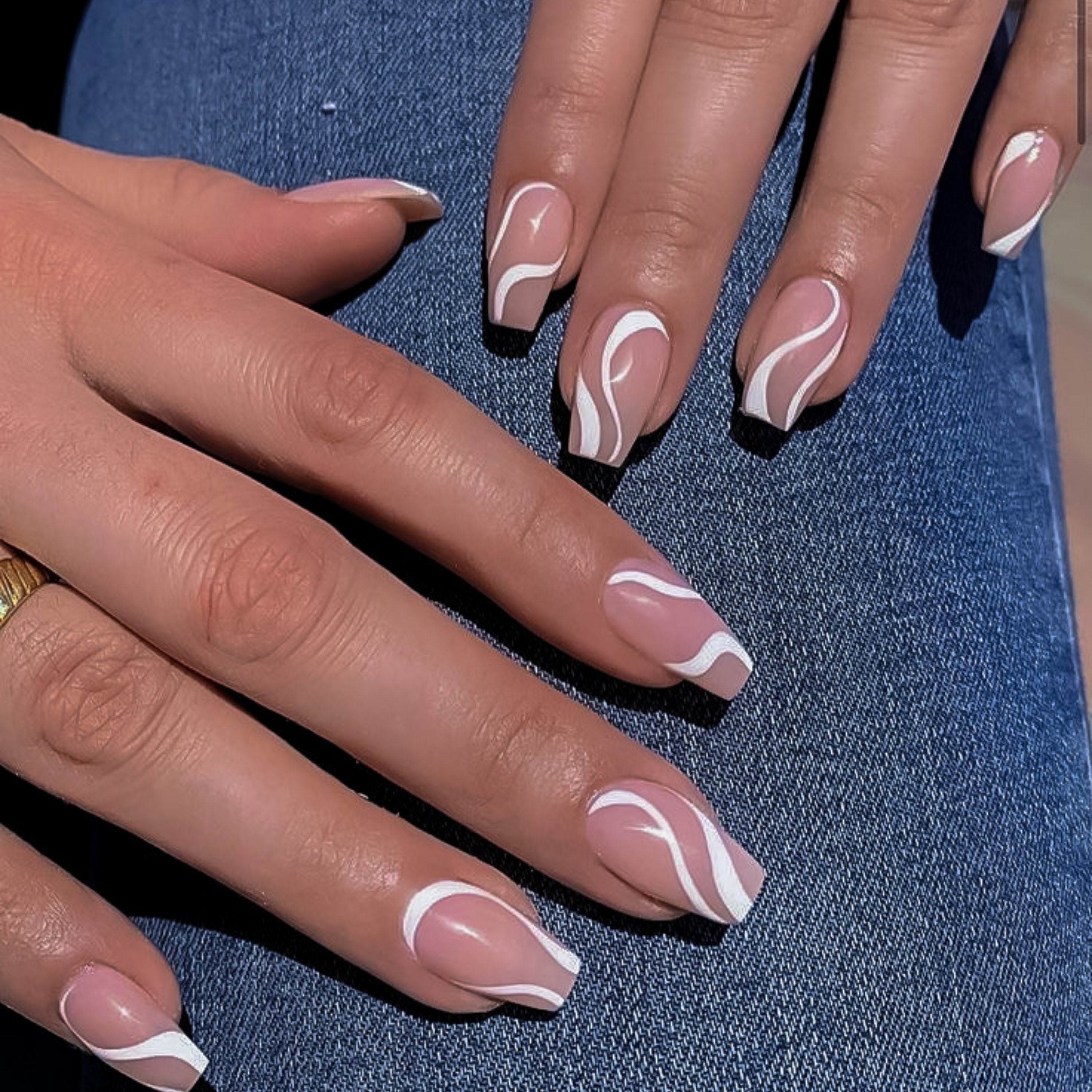 24 pcs Pink White Swirl Nails Press On Nails Fake Nails Press On Nails Short Nail Press On Coffin Press On Nail Press On Nail Coffin