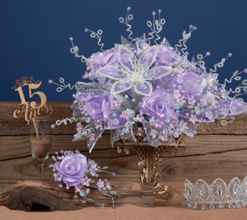 Quinceanera Flower Bouquet Embellished With Crystals and Etsy