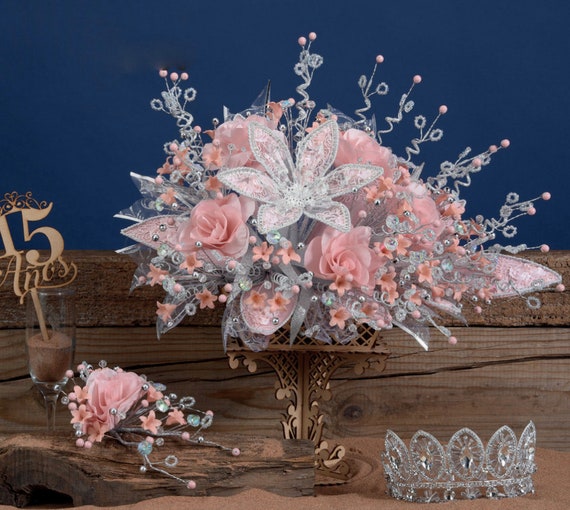 Quinceanera Flower Bouquet Embellished With Crystals and Etsy