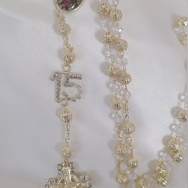 Beautiful Rosary for First Communion, Confirmation,  Quinceanera, Rosario para Quinceanero, Rosarie Quinceanos Favors Sweet Sixteen