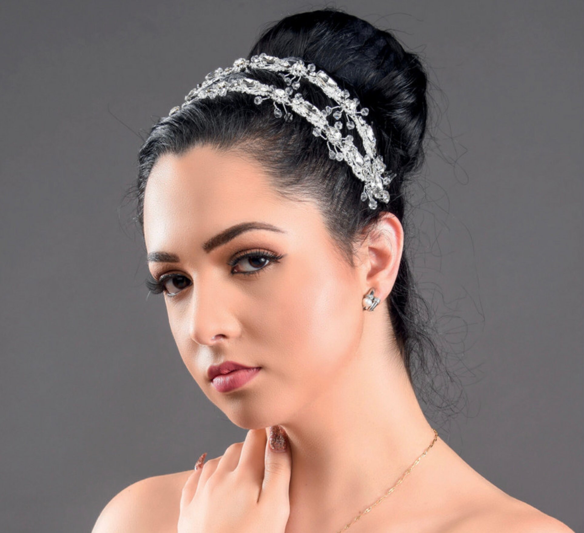 Quinceanera/Bride headpiece Crystal Tiara Crown Headpiece Etsy