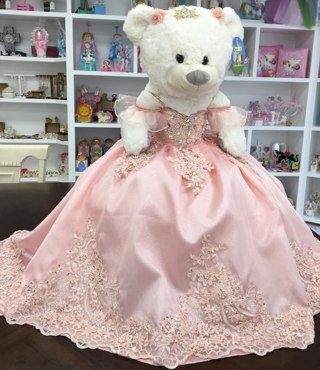 Vestido personalizado de oso de peluche de quinceañera, vestido de