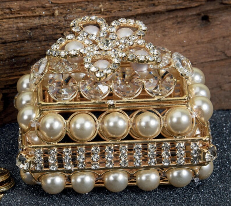 Square Shape Ornate RingArras Box Ring Pillow Ring and Arras Bearer Pillow Rhinestone 37-AC840