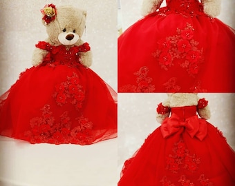 Personalized Quinceanera Teddy Bear Dress, Custom made Teddy Bear Dress, Includes Custom made Dress and Bear