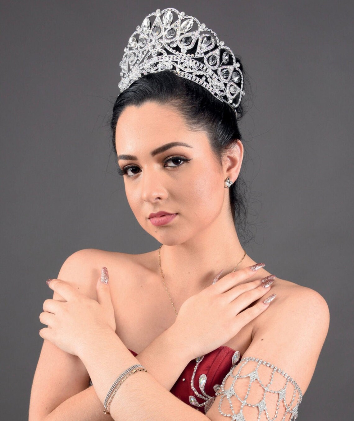 Quinceanera Tiara Crystal Tiara Crown Headpiece Bridal Etsy