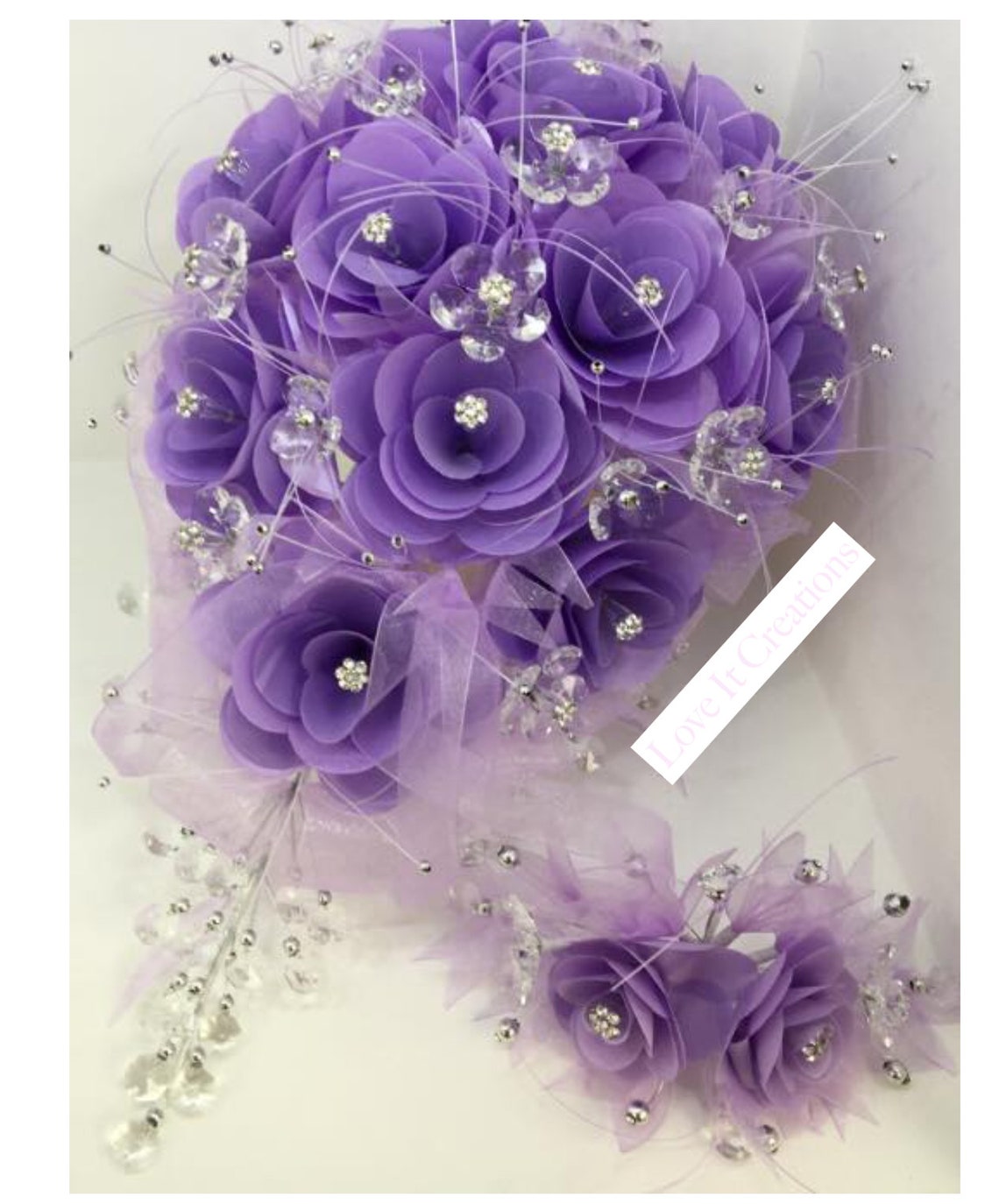 Purple/Lilac Quinceanera Rose Flower Bouquet Embellished with Etsy