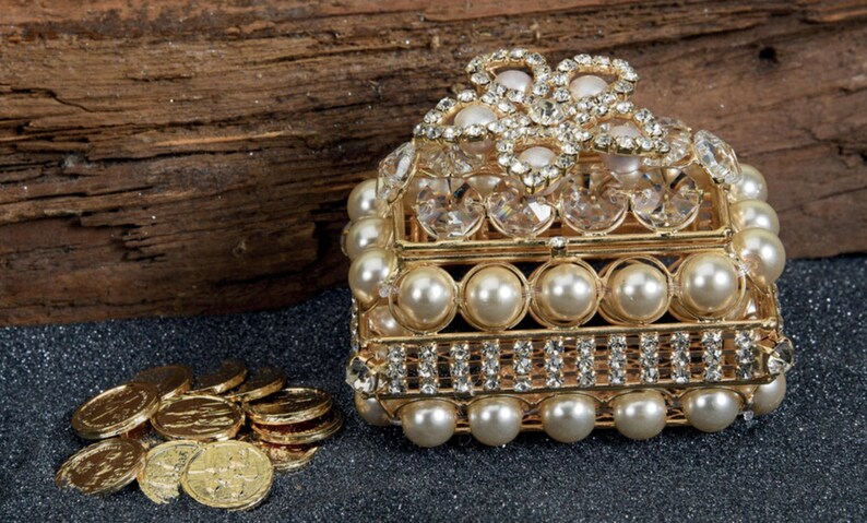 Square Shape Ornate RingArras Box Ring Pillow Ring and Arras Bearer Pillow Rhinestone 37-AC840
