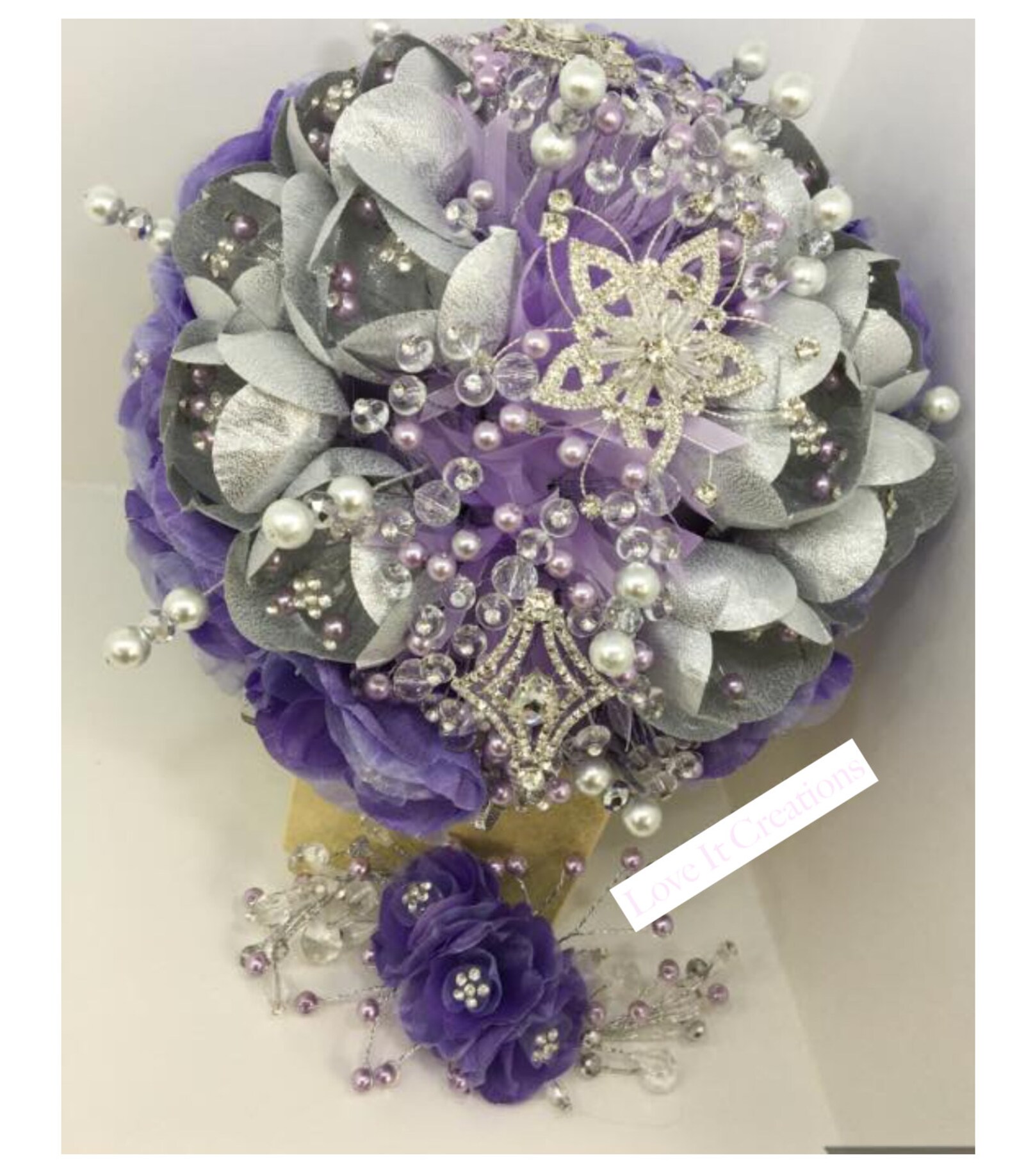 Purple/Lilac Quinceanera Rose Flower Bouquet Embellished with Etsy