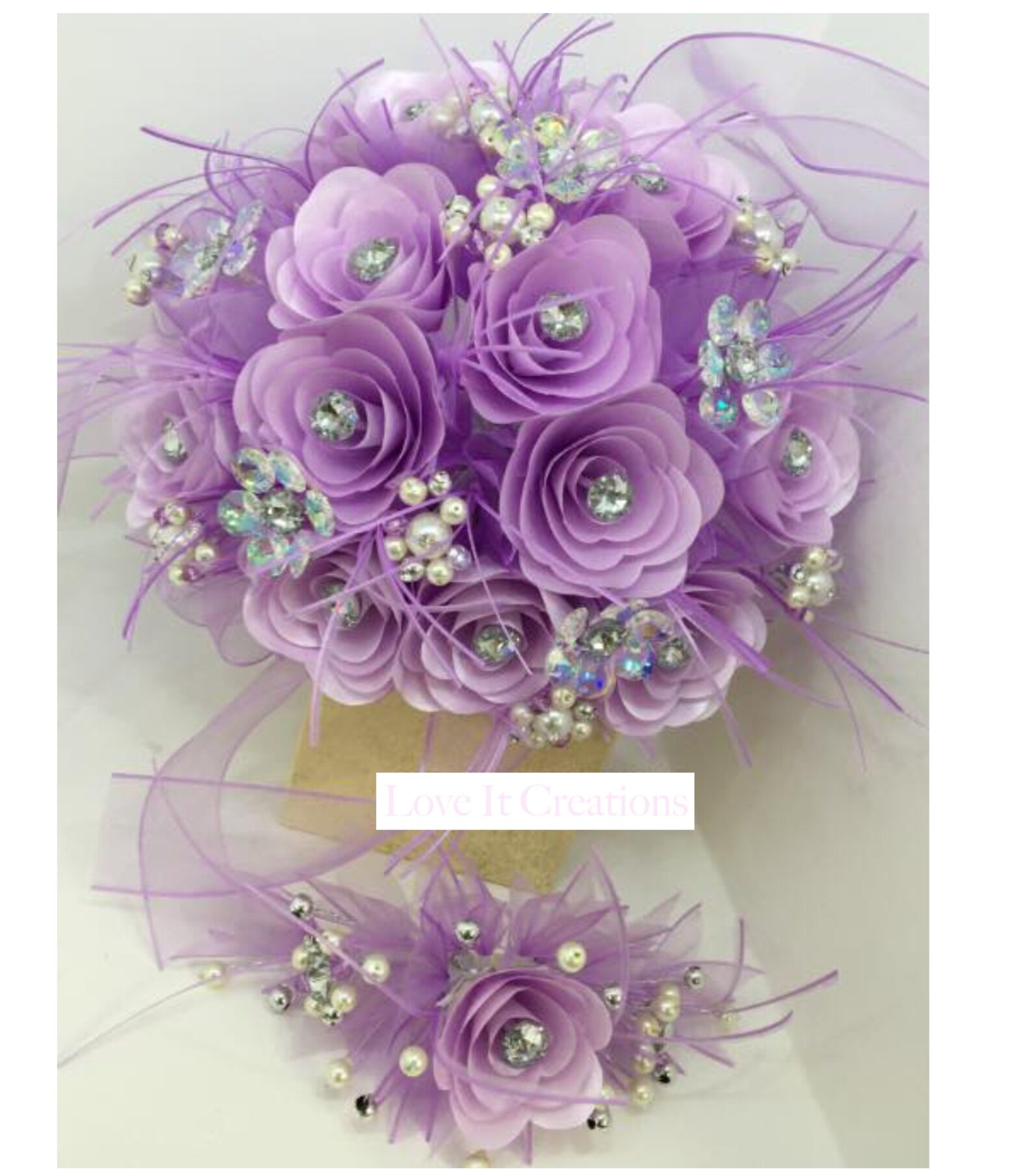 Purple/Lilac Quinceanera Rose Flower Bouquet Embellished with Etsy