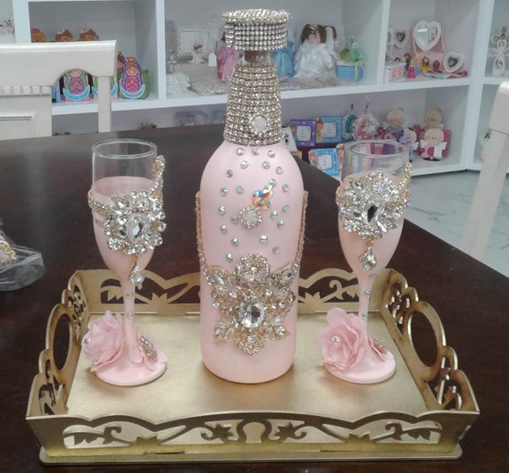 Juego personalizado de champán de boda/Quinceniera botella y - Etsy México Juego personalizado de champán de boda/Quinceniera botella y - Etsy México