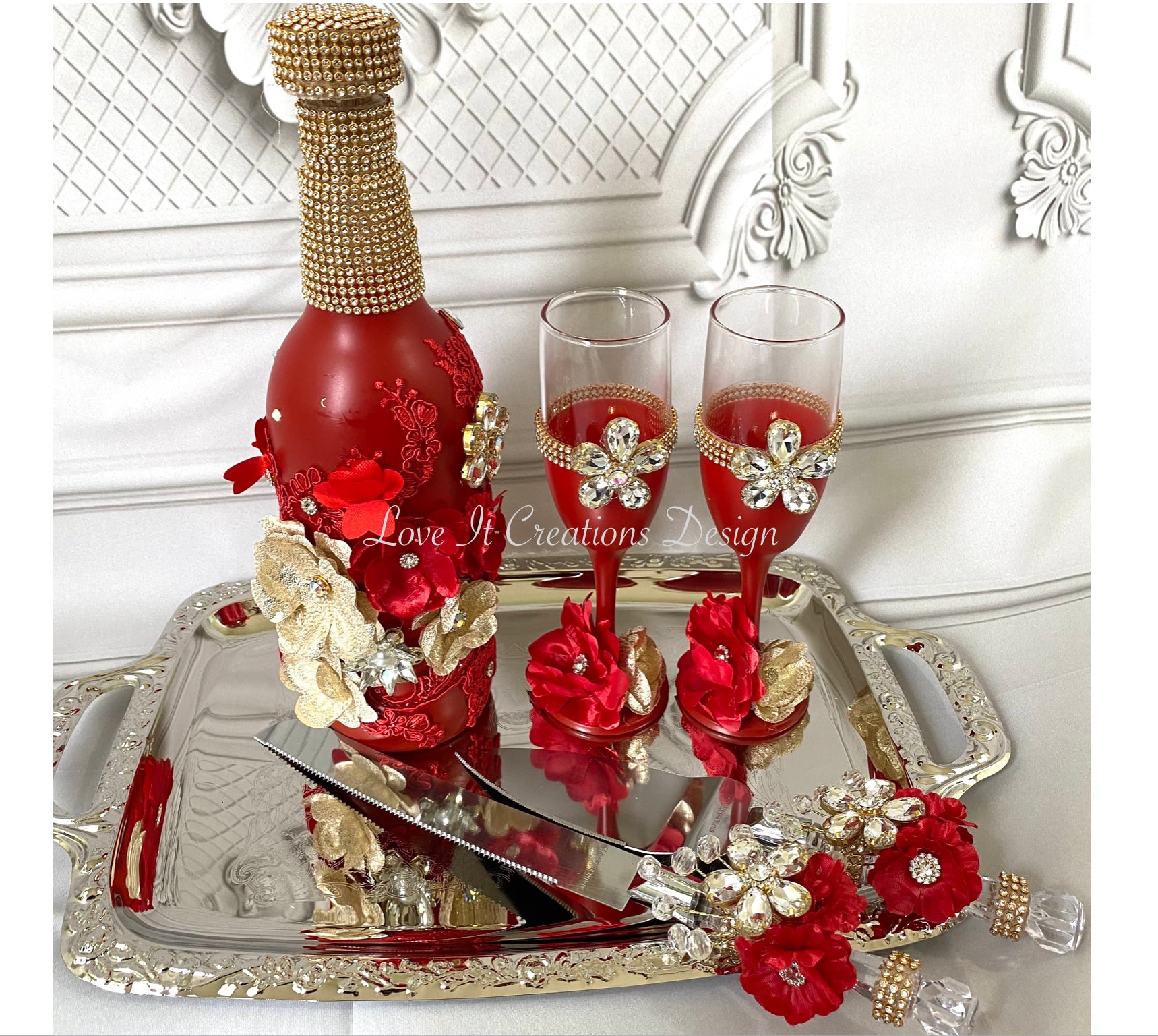 Wedding/quinceniera Champagne Set of 2 With Cake Knife & Server Set  Included - Etsy