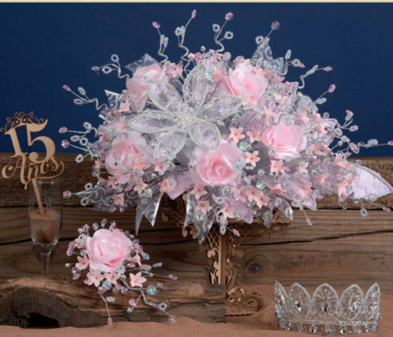 Quinceanera Flower Bouquet Embellished With Crystals and Etsy