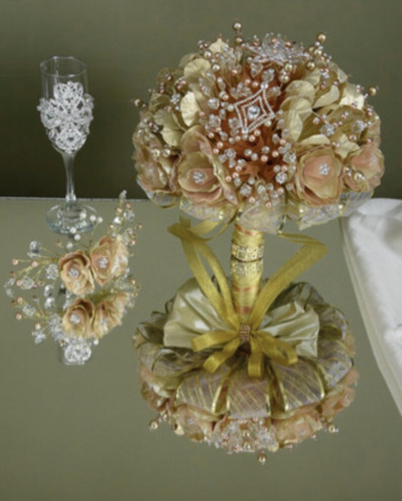 Quinceanera Flower Bouquet Embellished With Crystals and Etsy