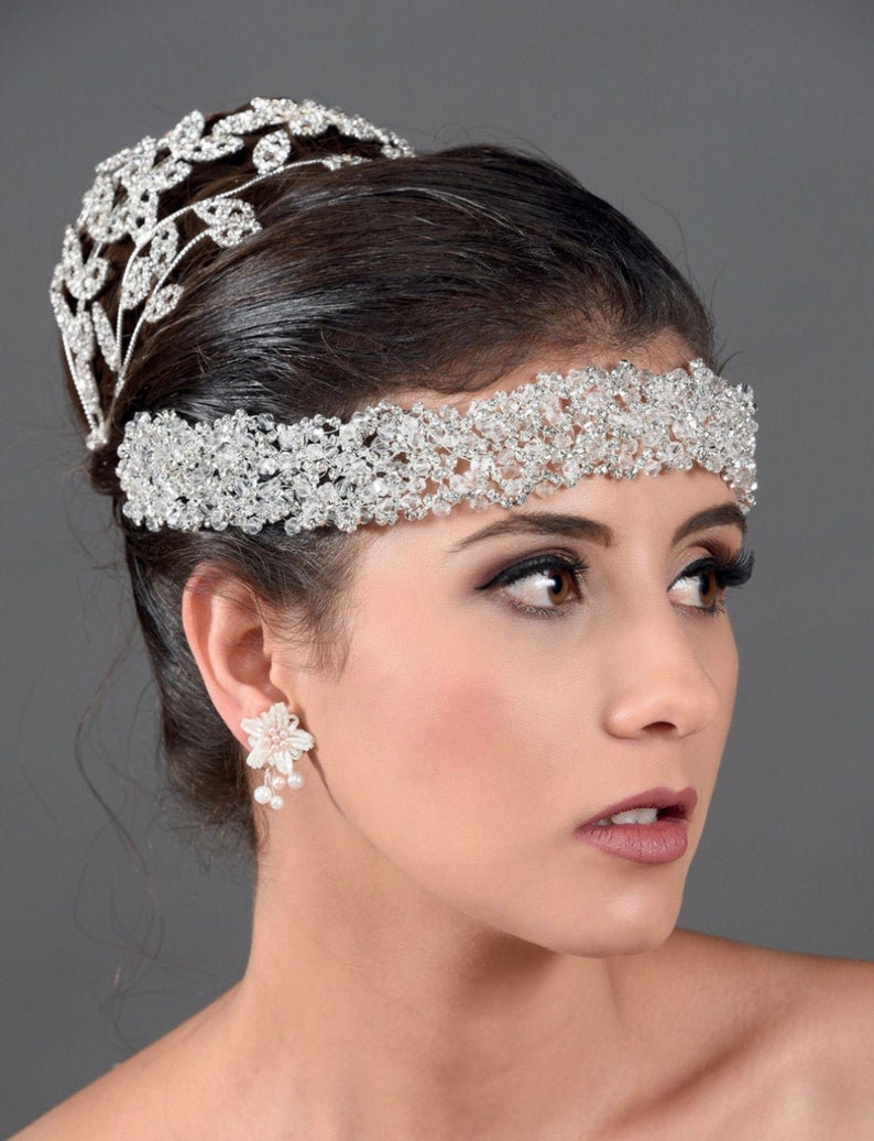 Headpiece Crown Bridal Tiara QuinceaneraBride headpiece Sparkling Tiara 74-T285 Quincea\u00f1era Sweet 16 Tiara Crystal Tiara