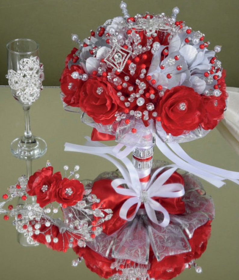 Quinceanera Flower Bouquet Embellished with Crystals and Etsy