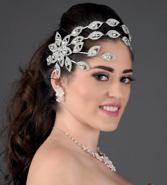 Quinceanera Bride Headpiece Crystal Tiara Crown Headpiece Etsy