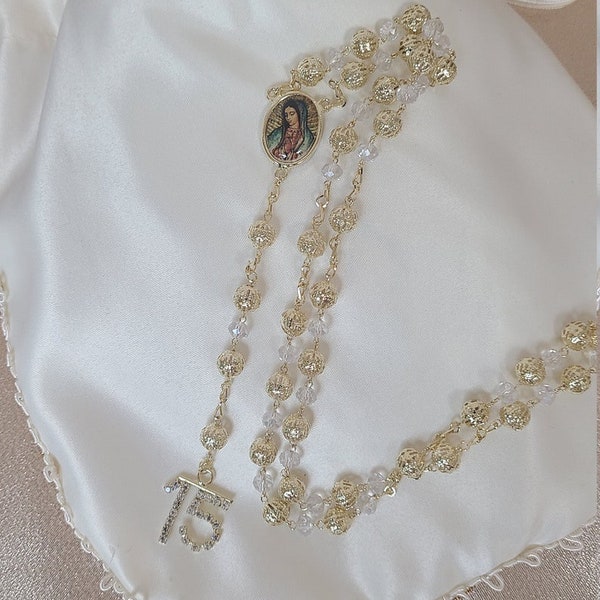 Beautiful Rosary for First Communion, Confirmation,  Quinceanera, Rosario para Quinceanero, Rosarie Quinceanos Favors Sweet Sixteen