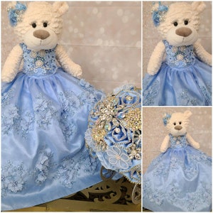 Personalized Quinceanera Teddy Bear Dress, Custom made Teddy Bear Dress, Includes Custom made Dress and Bear